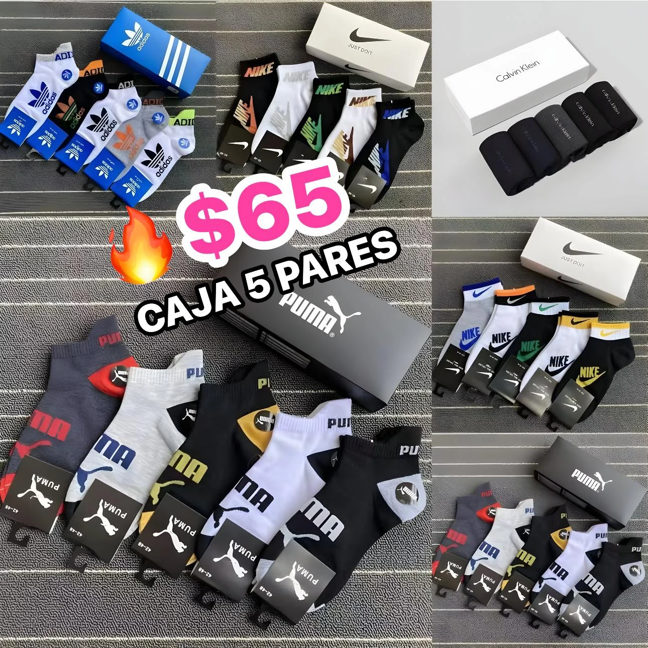 🔥PAQUETE 5 PARES CALCETA COM CAJA🔥