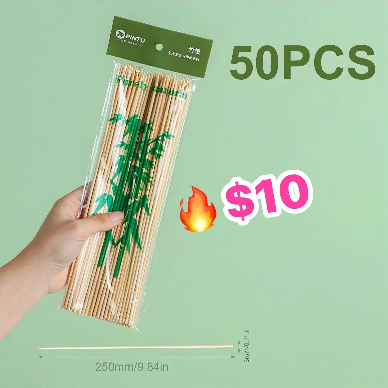 🔥PAQUETE 50 PALILLOS PARA BROCHETAS🔥