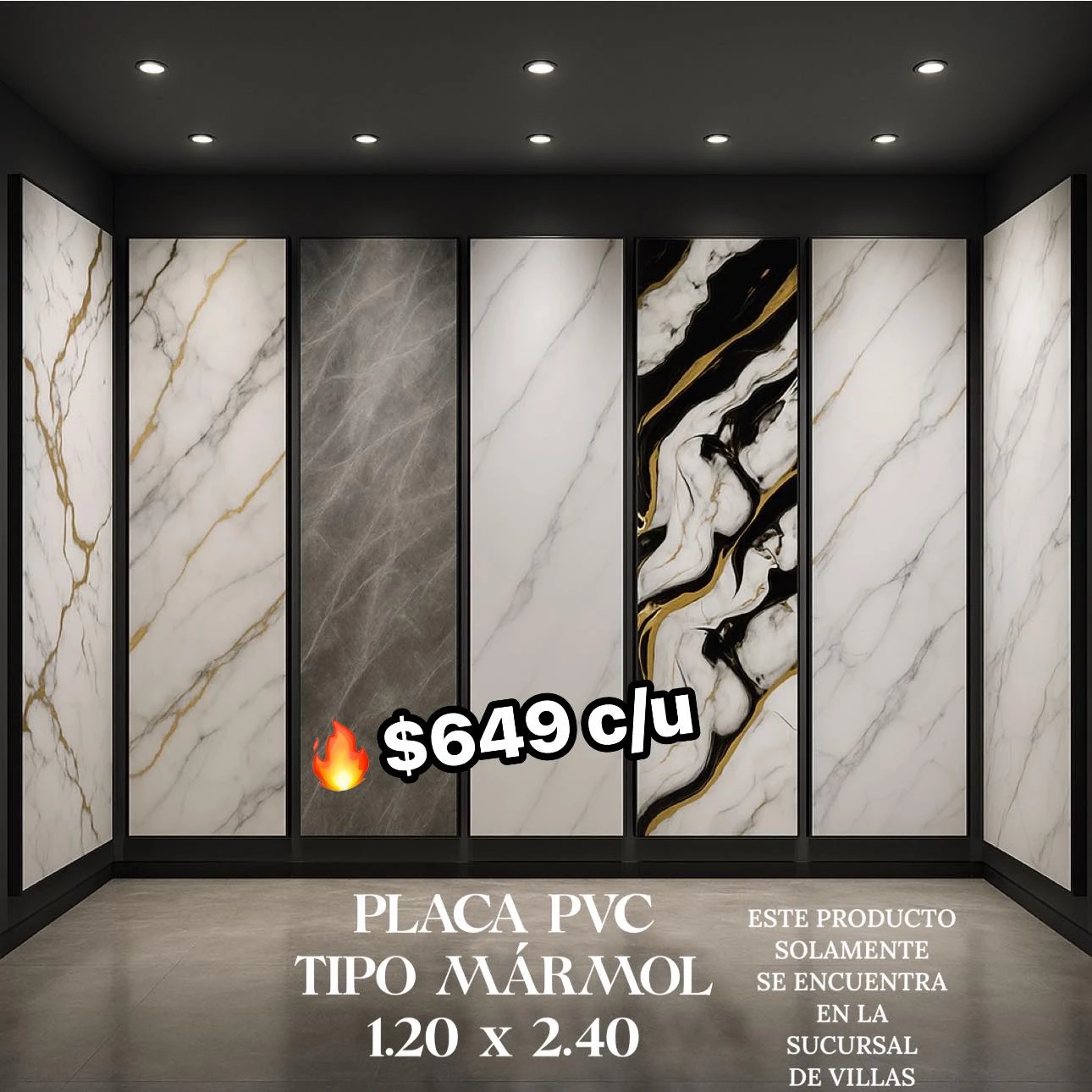 🔥PLACA PVC TIPO MARMOL 2.80 mts x 1.22 mts
